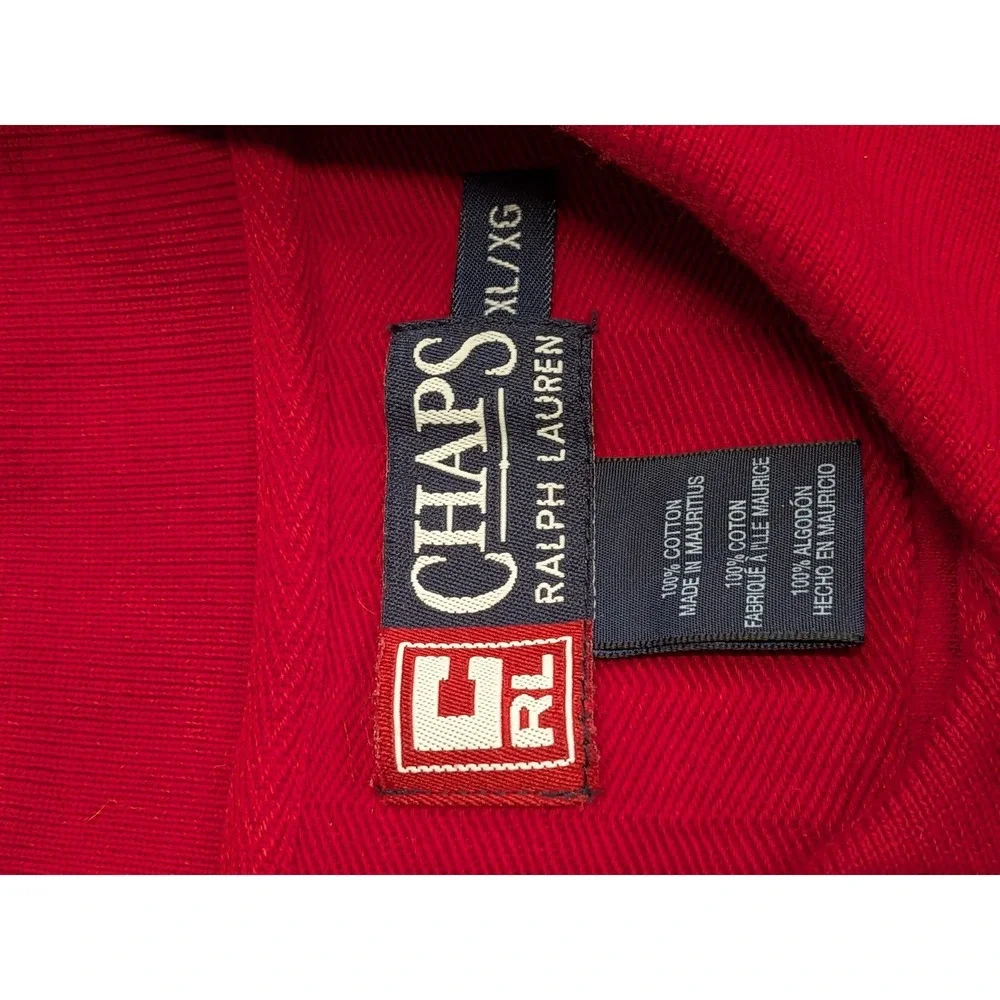 Vintage Chaps Ralph Lauren Red Textured Polo Shirt XL Grail